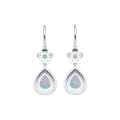 Platinum Semi Mount Earrings Setting Pear PE 10X8mm RD 4X4mm Cabochon Diamond Accent DHJ