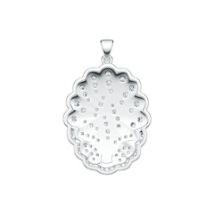 Silver pendant with diamond accents on a white background