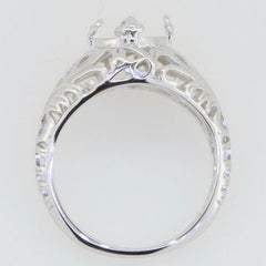 18K Gold Semi Mount Ring Setting Round RD 8x8mm Art Nouveau Style Syzjewelry
