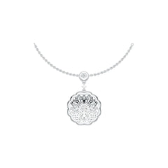 18K Gold Semi Mount Pendant Setting Round RD 5x5mm with White Topaz Diamond Accent DHJ