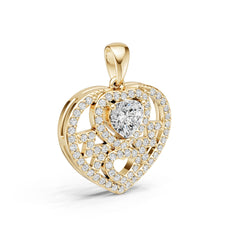 18K Gold Semi Mount Pendant Setting Heart He 6x6mm Diamond Accent Syz Jewelry