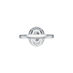 18K Gold Semi Mount Ring Setting Oval OV 8X6mm Halo Diamond Accent DHJ