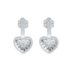Sterling Silver Earrings with White Topaz or Moissanite Heart Theme DHJ