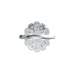 18K Gold Semi Mount Ring Setting Pear PE 4X3mm Flower Theme Diamond Accent DHJ
