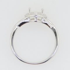 14K Gold Semi Mount Ring Setting Oval OV 7x5mm cross shank Whit Diamond Accent Syzjewelry