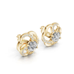 Platinum Semi Mount Earrings Setting Round Ro 6x6mm Diamond Accent Syz Jewelry