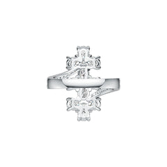 Sterling Silver Semi Mount Ring Setting Oval OV 5X4mm with White Topaz - Syzjewelry