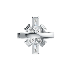 Sterling Silver Semi Mount Ring Setting Emerald OCT 6X4mm SQ 3X3mm DHJ