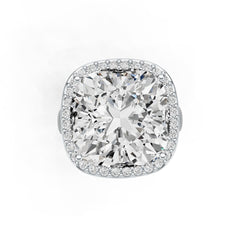 Platinum Semi Mount Ring Setting Cushion CU 15x15mm Halo Diamond Accent DHJ