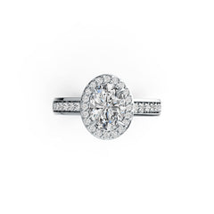 Platinum Semi Mount Ring Setting Oval OV 8X6mm Halo Diamond Accent DHJ