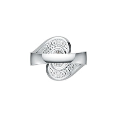 Platinum Semi Mount Ring Setting Oval OV 9X7mm Bypass Ring with Diamond Accent DHJ