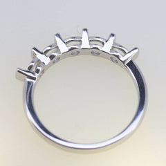 18K Gold Semi Mount Ring Setting RD 4x4mm Multi Stone Band 5 Stones Syzjewelry