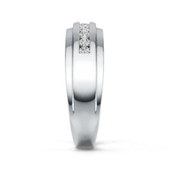 14K Gold Band Ring with or Moissanite Half-Eternity Band Channel Bezel Diamond Accent DHJ