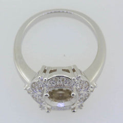 10K Gold 10K or 14K Gold Semi Mount Ring Setting Oval OV 10x8mm Halo Art Nouveau Style Moissanite Accent Syzjewelry
