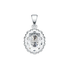 Platinum Semi Mount Pendant Setting Oval OV 7X5mm with White Topaz Diamond Accent DHJ