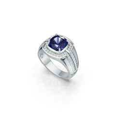 Men's Sterling Silver Semi Mount Ring Setting Cushion CU 10x10mm Male Ring Halo Ring Syzjewelry