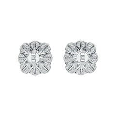 Sterling Silver Semi Mount Earrings Setting Round RD 15x5mm Hidden Halo DHJ