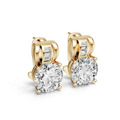 10K Gold Semi Mount Earrings Setting Round Ro 10x10mm Moissanite Accent Syz Jewelry