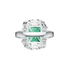 Platinum Semi Mount Ring Setting Emerald OCT 12x10mm Art Deco Diamond Accent DHJ