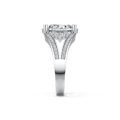 Platinum Semi Mount Ring Setting Oval OV 14X10mm Split Shank Diamond Accent DHJ