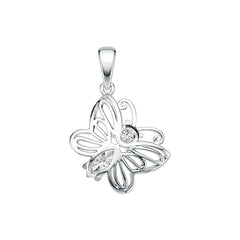 Sterling Silver Semi Mount Pendant Setting Marquise MQ 8X4mm RD 4X4mm Butterfly Theme DHJ