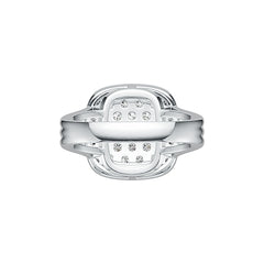 Sterling Silver Cluster Engagement Ring with White Topaz or Moissanite DHJ