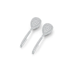 18K Gold Dangling Earrings with White Topaz or Moissanite Diamond Accent DHJ