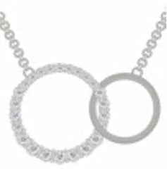 18K Gold Pendant Eternity Circle Theme with White Topaz or Moissanite Diamond Accent DHJ