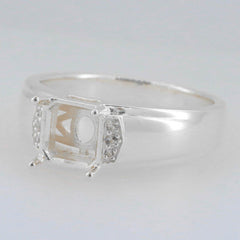 Men's Sterling Silver Semi Mount Ring Setting Square Emerald SQ 8x8mm - Syzjewelry