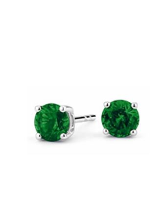 Sterling Silver Earrings with Round RD 5x5mm Dark Green Nephrite Jade DHJ