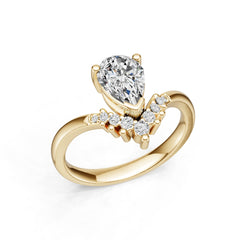 Sterling Silver Semi Mount Ring Setting Pear PE 9x6mm DHJ