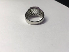 Platinum Semi Mount Ring Setting Round RD 10x10mm Men's Ring Setting Full Bezel Set Syz Jewelry