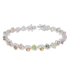 Sterling Silver Semi Mount Bracelet Setting Round RD 4x4mm w/ Accent - Syzjewelry
