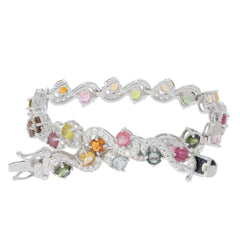 Sterling Silver Semi Mount Bracelet Setting Round RD 4x4mm w/ Accent - Syzjewelry