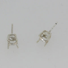 Sterling Silver Semi Mount Earrings Setting RD 6x6mm Stud 4 Prongs Stud L496E496 - Syzjewelry