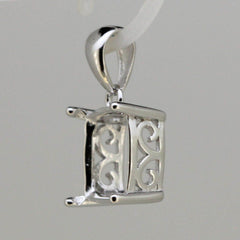 Sterling Silver Semi Mount Pendant Setting Cushion Cu 10x10mm - Syzjewelry