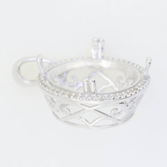Sterling Silver Semi Mount Pendant Setting Round RD 25x25x17mm Halo Topaz - Syzjewelry