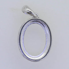 Sterling Silver Semi Mount Pendant Setting Oval OV 14x10mm Halo Topaz P753 - Syzjewelry