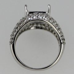 Sterling Silver Semi Mount Ring Setting OCT 14x10mm Black Spinel White Topaz - Syzjewelry