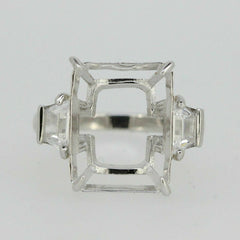 Jewelry Wax Semi Mount Ring Setting OCT 16x12mm W/ Baguette Stone 6769