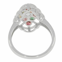 Sterling Silver Semi Mount Ring Setting RD 3.5x3.5mm Cluster Ring White Topaz - Syzjewelry