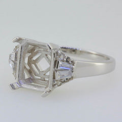 Sterling Silver Semi Mount Ring Setting Emerald OCT 11X9mm White Topaz - Syzjewelry