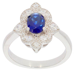 Sterling Silver Semi Mount Ring Setting Oval OV 7X5mm Topaz Accent Milgrain - Syzjewelry