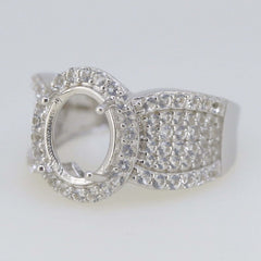 Jewelry Wax Semi Mount Ring Setting OV 9x7mm Halo Cabochon 2087R