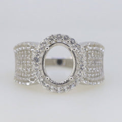 Jewelry Wax Semi Mount Ring Setting OV 9x7mm Halo Cabochon 2087R