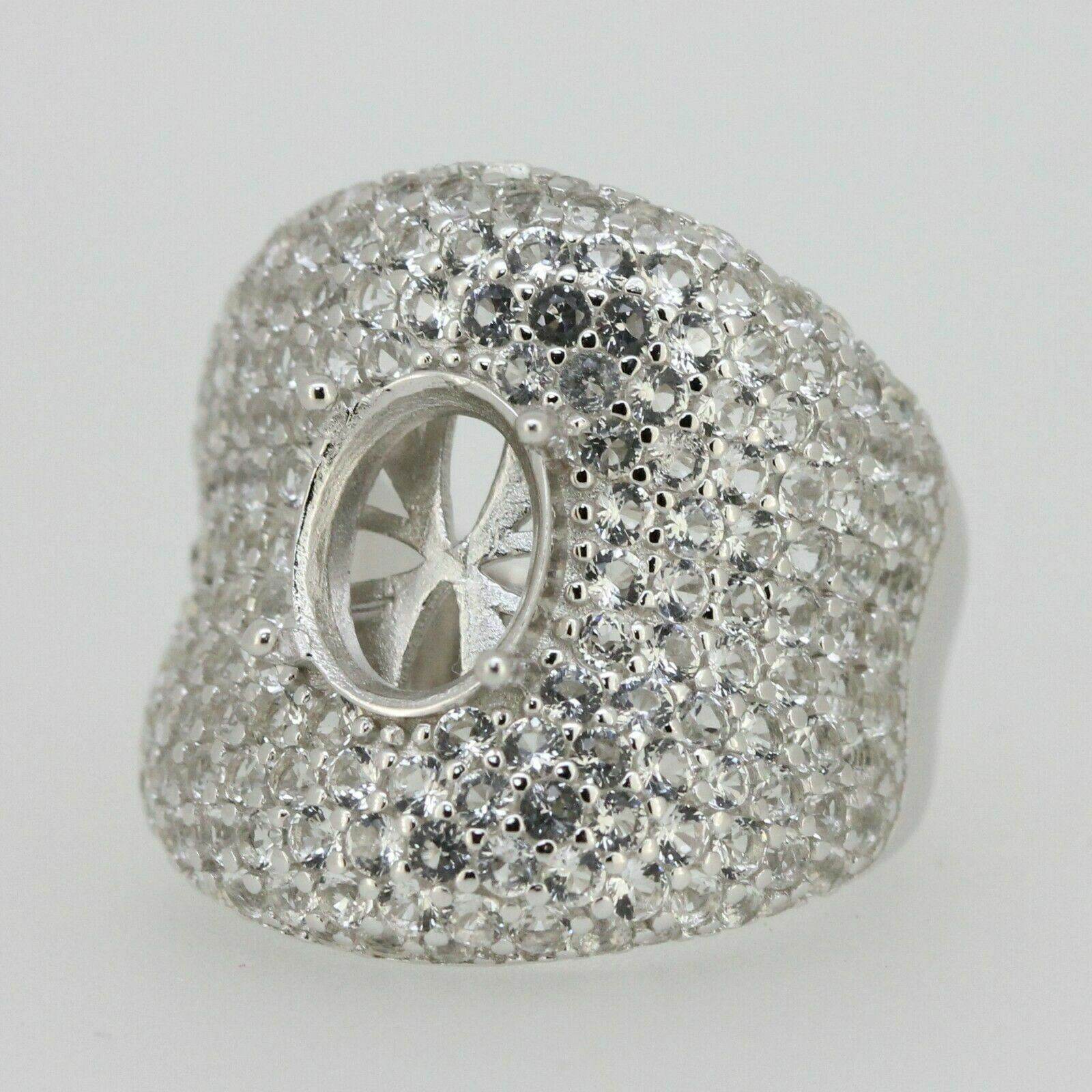 Sterling Silver Semi Mount Ring Setting Oval OV 10x8mm White Topaz Dome Ring 7 - Syzjewelry