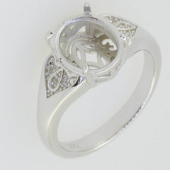 Sterling Silver Semi Mount Ring Setting Oval OV 11X9mm Moissanite - Syzjewelry
