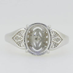 Sterling Silver Semi Mount Ring Setting Oval OV 11X9mm Moissanite - Syzjewelry