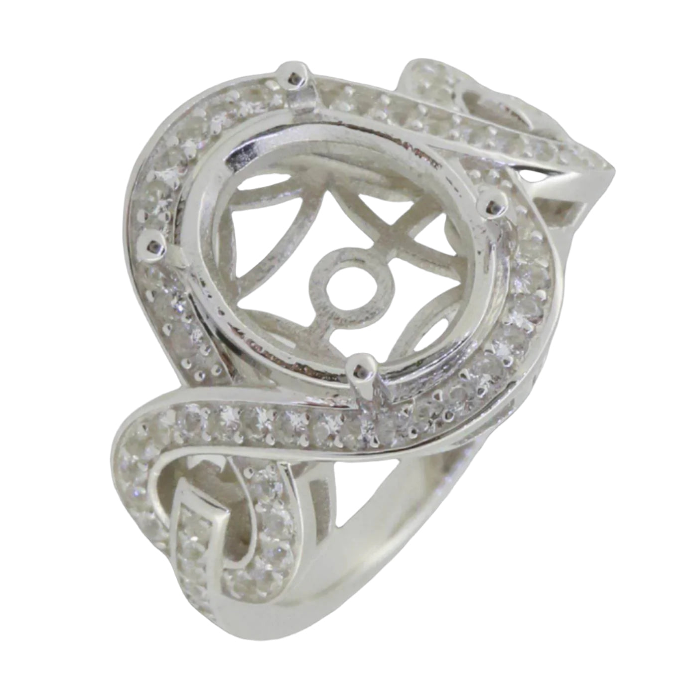 Sterling Silver Semi Mount Ring Setting Oval OV 12X10mm White Topaz PJC20247 - Syzjewelry