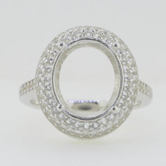 Sterling Silver Semi Mount Ring Setting Oval 13x11mm White Topaz Rose Gold - Syzjewelry